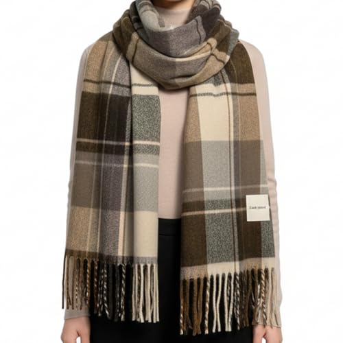 Tniytru Brown Scarf for Women, Tartan Scarf, 50x200 cm, Lightweight and Stylish, Winter Warm and Stylish, Gifts for Women, Casual and Formal Wear