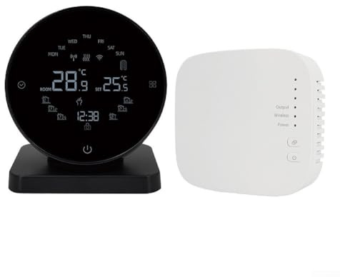 Smart-Wi-Fi Thermostat for Gas Boiler, Wireless Room Temperature Controller with USB power-, Wall-Mounted Digital Non-Programmable Thermostat Compatible with