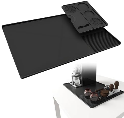 STFALI 40x60 cm Silikonmatte Kaffeemaschine mit Trennbarer Tamping Matte, Zubehör für Ninja Kaffeemaschine mit Gewölbter Kante, Zubehör für Ninja Luxe Cafe