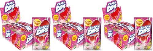 Chupa Chups Crazy Dips, Lollipop, Gusto Fragola, Confezione da 72 Bustine con Lecca Lecca, Lollipop con Polvere Effervescente e Scoppiettante