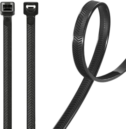 100Pack 7.6 * 300mm Heavy Duty Cable Ties with 90KG Tensile Strength, V-Shaped Double-Sided Toothed Nylon Wire Ties,UV-Resistant Adjustable Tie Wraps for Indoor & Outdoor Use (100P7.6x300)