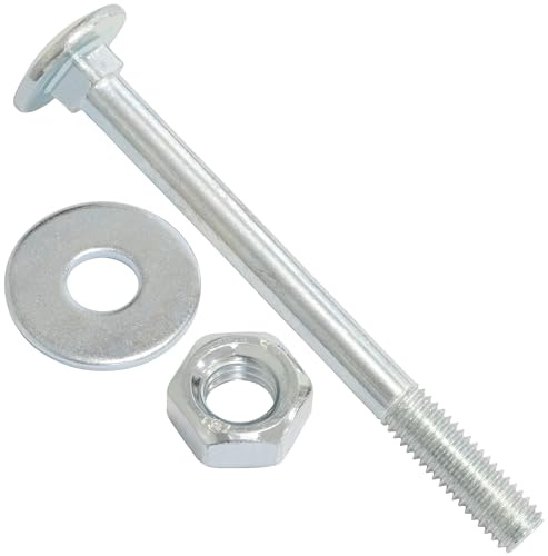 AERZETIX Ensemble de 15 boulons carrossiers M8x90mm / rondelles et écrous M8 / en acier zingué/pour fixation et assemblage