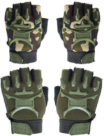 NIDHFG 2 Pairs Of Half-Finger Sports Gloves, Non-Slip, Stable Grip, Breathable And Comfortable To Wear, Suitable For Riding, Scooter And Skateboard Use, Camouflage.