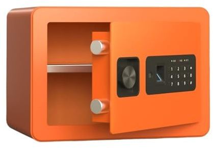 Tresor Fingerabdruck-Home-Safe, Kleiner versteckter Safe mit digitalem Tastatur-Alarmsystem for Bargeld, Schmuck, Dokumente geldtresor(Orange)