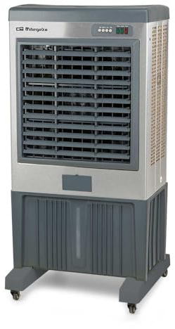 Orbegozo Climatizador Evaporativo AIR 5120, Purificador de Aire, 660 W, Depósito de Agua de 120 L, Acabado en Acero Inoxidable, 3 Velocidades, Triple Cortina de Frío