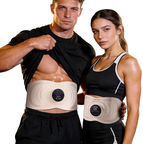 COODAY 4-in-1 EMS Bauchtrainer Pro,3 Ebenen Beheizte massagegerätmit rotem Licht,EMS Trainingsgerät, mit 8 Stufen&20 modi,Kabellos Massagegerät mit Rückenwärmer