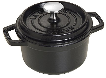 STAUB Cast Iron Dutch Oven 0.75-qt Round Cocotte, Made in France, Serves 1, Matte Black