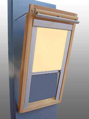 Verdunkelungsrollo Rollo mit Seitenschienen für Velux DKL-EP GGL,GPL,GHL,GTL 308 hellgelb-creme