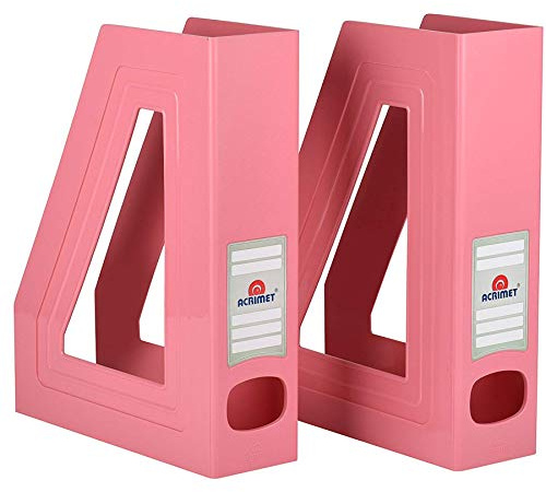 Acrimet Porte-Revues, Support Durable, Organisateur pour Dossiers pour Bureau (Plastique) (Couleur Rose) (Lot de 2)