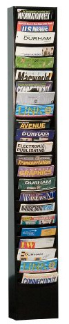 Durham 401-08 Black Cold Rolled Steel 23 Contour Pocket Vertical Literature Rack, 9-3/4 Width x 65-1/2 Height x 4-1/8 Depth