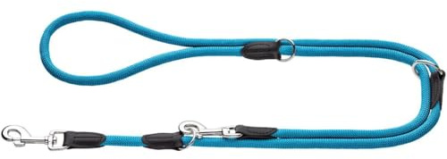 HUNTER Verstellbare Hundeführleine FREESTYLE, Farbe: petrol, robust & wetterfest, 3-fach verstellbar, Tau mit Polyamid-Kern, liegt weich in der Hand, pflegeleicht, Größe: 1,0/200