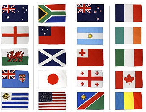 Digni Kit Drapeaux Coupe du Monde de Rugby 2015-30 x 45 cm Sticker Gratuit