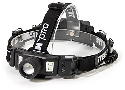 Steelman Pro Rechargeable Focusing Spotlight Headlamp, Motion-Sensing, Rear Safety Light, Pivoting Head, Up to 260 Lumens of Brightness
