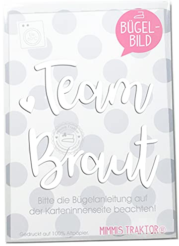 Bügelbild Team Braut JGA 18 cm Flockfolie Aufbügler Applikationen Bügelsticker für Stoffe Textilien zum Aufbügeln, Farbe:weiss