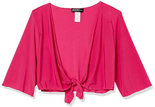 Star Vixen Women's Tie Front Shrug Cardigan Sweater, Fuchsia, 3X