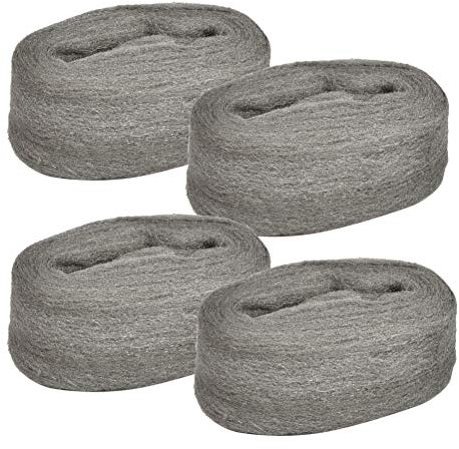 Juego de 4 rollos de lana de acero ultrarrápido, 0000 rollos de lana de acero para limpieza, pulido, hogar y cocina (80 g/rollo)