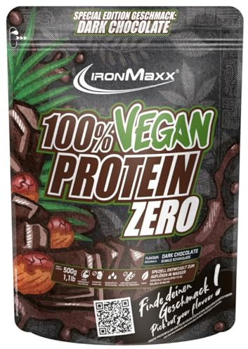 IronMaxx 100% Vegan Protein Zero - Dark Chocolate 500g | Veganes Eiweißpulver ohne Zucker | Low Carb Protein Shake, High Protein, laktosefrei, geeignet für Muskelaufbau & Diät