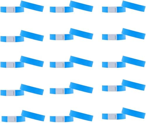 Duories 50 Stück Einlassbänder Papier-Armbänder,Wasserfeste,Bedruckbare Eintrittsbänder zur Sicherheit und Kontrollbänder für Party Events Festivals 19 x 255mm,Neonblau