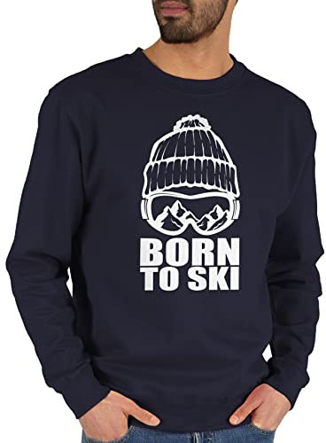Sweater Pullover Sweatshirt Herren Damen - Snowboard, und mehr - Born to Ski - L - Dunkelblau - hüttengaudi outfit skifahren berge pulli apres party wintersport skifahrer mottoparty skiurlaub apre