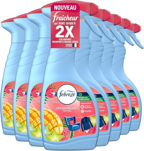 Febreze Textilerfrischer, exotische Früchte, 8 x 500 ml, Odourclear-Technologie entfernt Gerüche aus Ihren Textilien und hinterlässt nur einen frischen Duft