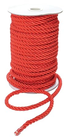 Discount Fabrics Crepe Cord - 6mm Premium Cotton Rope, Strong Macrame for DIY Craft Projects, Piping Cushions, Nylon Drawstring Cord, Durable & Multi-Purpose String (Red, 1m)