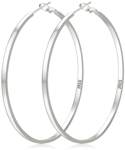 LOUMILEO Creolen Silber 925 Groß Hypoallergen Leicht Ohrringe Damen | Große leichte Creolen für Damen,925 Sterling Silber hypoallergen,Geschenk 30/40/50/60/65/70MM
