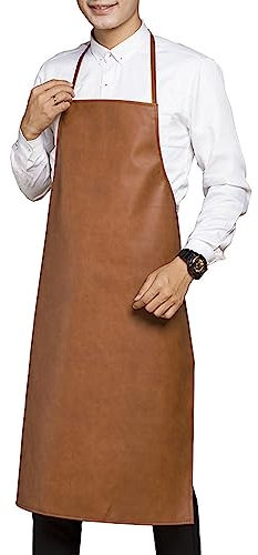 Delantal de goma de vinilo negro, impermeable, resistente, industrial, para trabajo, 89 cm, para hombres y mujeres, lavavajillas, carnicero, marrón, 95*63cm