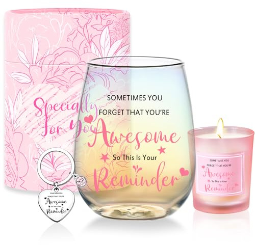 Yalucky Thank You Gifts for Women Stemless Wine Glasses Presents for Personalised Best Friend Birthday Gifts for Women Leaving Present for Colleagues Mothers Day Gift for Mum Valentines Gift for Her