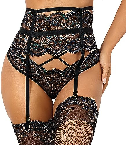 Axami Dame Strumpfgürtel Hoher Bund Strapsgürtel Strumpfhalter Sexy Verführerisch Abnehmbare Strapsen V-10362