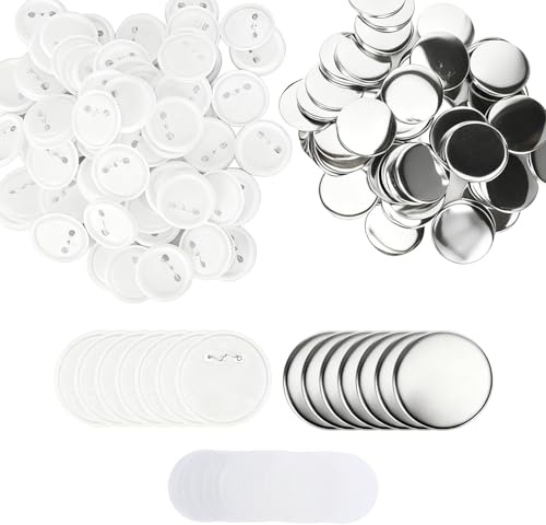 Tissting 100 Stück Buttons Rohlinge 58mm Runde Button Anstecker | Buttons Selber Machen Silber Eisen Buttonrohling Pin Leere Schaltfläche Abzeichen für Button Maker Maschine