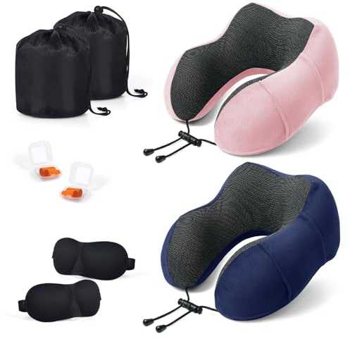 SOMLAW Oreiller de Voyage, Oreiller Cervical en Mousse à mémoire de Forme, Coussin de Support Cervical Essentiel pour Voyager, Sac de Transport Inclus