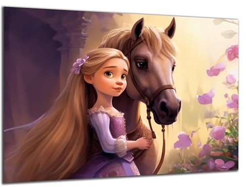 Munera Design - Bild 40x60 - Märchen Prinzessin mit Pferd - Wand-Bilder Kinder-Zimmer