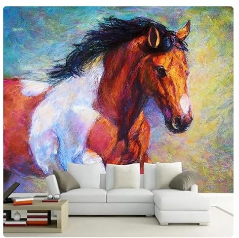 Benutzerdefinierte 3D-Wandbild Vlies Kinderzimmer Wandverkleidung Wandpapier Europäische Moderne Handmalerei Pferd Fototapete Home Decor*300cmx210cm(118,1x82,7inch)
