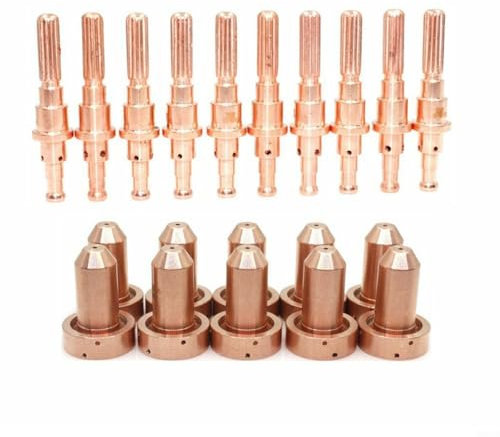 FUANA 20 Stück Plasmaschneider Spitze Düse Elektrodenschneiden Verbrauchsmaterial Zubehör Kit Fit für SL 60/100 Plasmaschneidbrenner, Plasmaschneider, Spitzendüse, Elektrodenersatz
