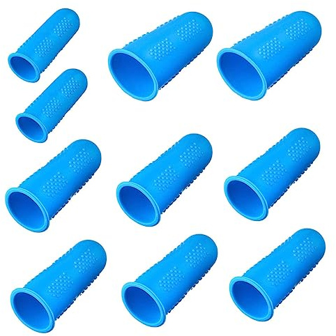 Healeved Cubiertas Dedos Aislamiento Térmico De Silicona Antideslizante 10 Piezas (2 Grandes, 6 Medianas, 2 Pequeñas) Protectoras Partículas Para Taller Industrial y Cocina