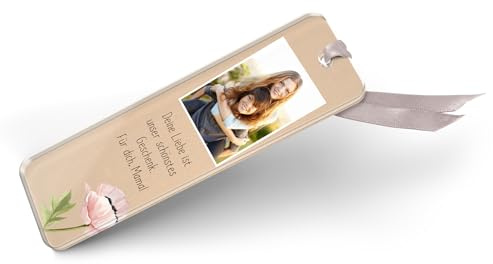 Acrylglas Lesezeichen personalisiert mit Foto - kleines Geschenk für Mama zu Weihnachten - Geschenkidee Buchliebhaber Buchfreunde Lesen