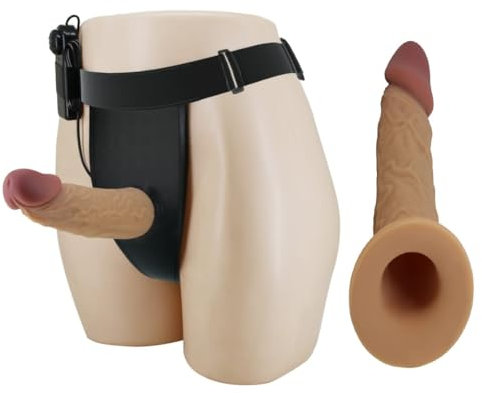 CUPIDO TOYS Strapon cavo vibrante in SILICONE indossabile dall'uomo, Dildo indossabile VIBRATORE Strapon, Cintura fallica per Uomo, Pene indossabile vuoto che prolunga pene, Guaina fallica con cintura