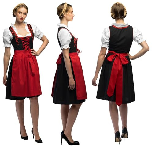Boland – Kostym, bayerin, kostym-set med Dirndl, blus och förkläde, karnevaldräkter damer för karneval och ölfest