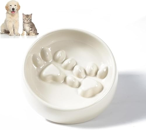 Kelivi Slow Feeder Ceramic Dog Bowl Anti-Bloat Non Slip Dish for Dogs Cats | Anti-Gulp Anti-Bloat,Non Slip Shallow,Dishwasher Safe, Durable And Bite Resistant,Easy Clean,Condition For Dogs And Cats
