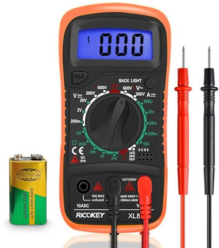 Digital Multimeter Voltmeter Battery Voltage Multi Tester Continuity Tester Ohm Volt Ampere Meter AC/DC Voltage Current Resistance Diode Transistor, Large LCD Display and Backlight