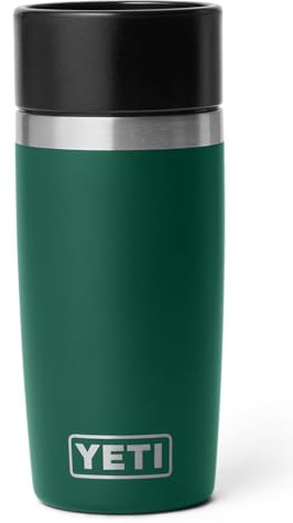 YETI Rambler 12 oz (355 ml) Travel Bottle with 100% Leakproof Hotshot Commuter Cap, Vacuum Insulated Stainless Steel Coffee Flask for Travel & Commute, Black Forest Green