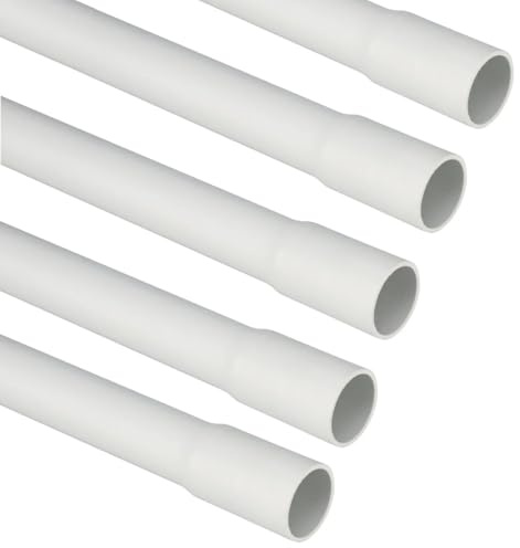 10 metri tubo rigido, 5 barre da 2mt, bicchierato, diametro esterno ⌀16 mm, tecnopolimero ad alta resistenza, classificazione media 3321, grigio, canalina esterna impianto elettrico, cavi elettrici