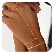 Yamobi Boho joyería para mujeres, accesorios de verano con pulsera y brazalete dorado, cadenas de mano para festivales, cadena de mano dorada