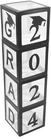 Toddmomy 1 Satz Graduation Balloon Box Transparent Deko Box für Fotohintergrund Schwarze Boxen Ballons für Abschlussfeiern und Partys