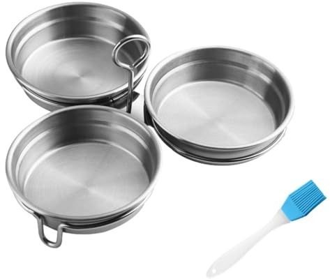 Cabilock Eierkocher Aus Edelstahl Mit Bürste Eierring-Omelett Zum Dampfkochen Camping-Frühstück Im Innenbereich