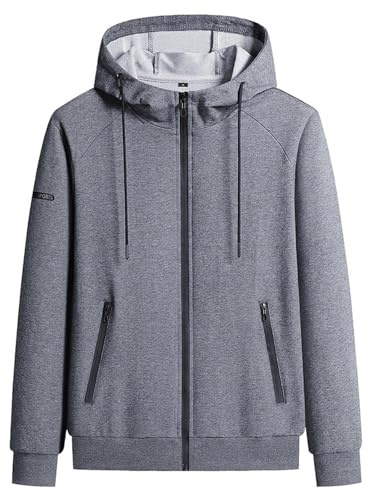 Mens Hoodie Zip Up,Full Zip Jacket for Men Hooded Sweatshirt Hoody Jackets Plain Winter Warm Long Sleeve Warm Tops Hoodies Coats with Pockets Outdoor Cardigans Outerwear Plus Size 12-20 Dark Gray