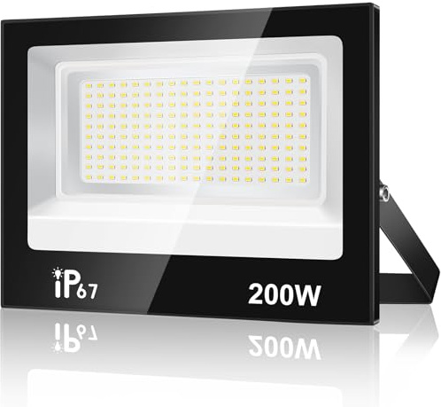 URTBST 200W Focos Led Exterior,20000LM Foco Proyector,7000K Blanco Frío Foco,IP67 Impermeable Super Brillante Proyector Exterior para Garaje,Terraza,Jardín,Patio