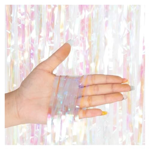 Tendaggi decorativi con frange, Tende di orpello multicolore 1 m di larghezza x 1-3 m di caduta(Colorful White,1m wide 1m drop)