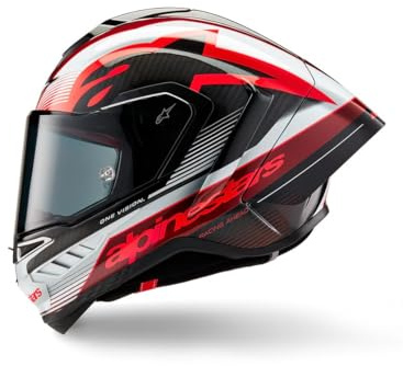 Super-Tech R10 Full Face Motorbike Helmet Lightweight Racing Motorcycle Helmet for Men with Carbon Shell Aerodynamic Design Advanced Ventilation DOT & ECE Certified - Black Red White
