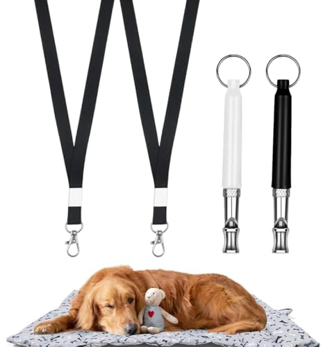 BCHKO Fischietto Ultrasuoni per Cani 2 Pezzi (Nero e Bianco) con Laccetto, Silenzioso ad Alta Frequenza per Addestramento e Richiamo Affidabile del Cane.